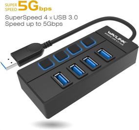 img 3 attached to 🔌 Wavlink 4 Port USB 3.0 Hub with Power Switches and LEDs: High-Speed Data Transfer for Mac, Laptop, Ultrabook, and Tablet PC