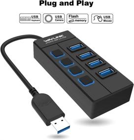 img 1 attached to 🔌 Wavlink 4 Port USB 3.0 Hub with Power Switches and LEDs: High-Speed Data Transfer for Mac, Laptop, Ultrabook, and Tablet PC