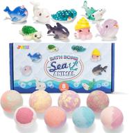 🛁 joyin kids bath bombs with sea animal toys - 8 pack bubble bath fizzies with surprise toy inside, natural essential oil spa bath bombs set logo