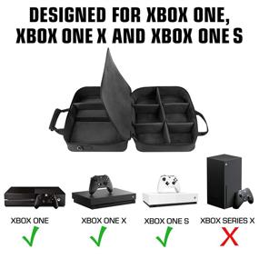 img 3 attached to 🎮 Чехол для переноски Xbox - сумка для путешествий для консолей Xbox One и Xbox 360 с водоотталкивающим наружным покрытием, отделениями для аксессуаров и совместимостью с контроллерами, кабелями и игровыми наушниками - черный