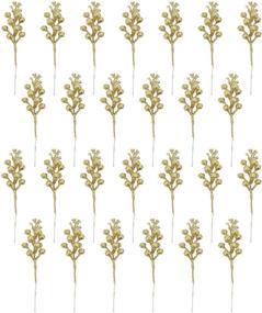 img 4 attached to 🎄 Add Sparkle to Your Holiday Decorations with 26Pcs Christmas Glitter Berry Stems in Gold
