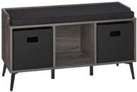 riverridge dark weathered woodgrain storage bench 🌲 with stylish black bins – organize in style! logo