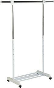 img 4 attached to Adjustable Expandable Garment Rack with Locking Wheels - Honey-Can-Do GAR-03265, 34 to 53-Inches, White/Chrome