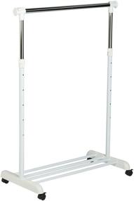 img 1 attached to Adjustable Expandable Garment Rack with Locking Wheels - Honey-Can-Do GAR-03265, 34 to 53-Inches, White/Chrome