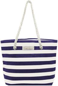 img 3 attached to 🍷 Blue/White PortoVino Beach Wine Purse - Insulated Beach Tote with Hidden Compartment, Fits 2 Bottles of Wine! | Perfect Christmas Gift