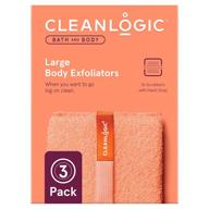 🧼 large exfoliating body scrubber set - cleanlogic bath and body, 3 count, assorted colors logo