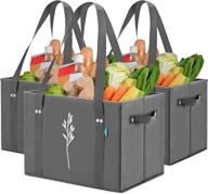 🐶 green bulldog reusable grocery bags: heavy duty, foldable, washable canvas tote shopping bags - set of 3 gray box bags with straps and handles логотип