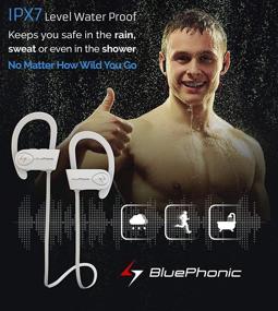 img 2 attached to 🎧 BluePhonic Bluetooth Headphones: Sweat Proof In-Ear Wireless Earbuds for Sports, Gym, and Running - 8H Battery & DeepBassX HD Stereo Sound