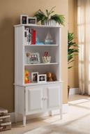 📚 stylish white wood bookcase with doors by kings brand furniture - enrich your space with elegance logo