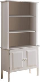 img 1 attached to 📚 Stylish White Wood Bookcase with Doors by Kings Brand Furniture - Enrich Your Space with Elegance