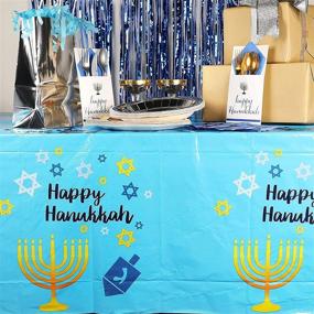 img 3 attached to Hanukkah Themed Tablecloths Menorahs Dreidels
