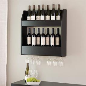 img 1 attached to 🍷 Black 2-Tier Floating Wine and Liquor Rack by Prepac