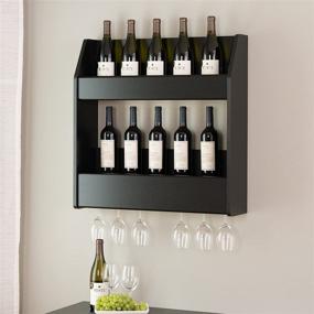 img 2 attached to 🍷 Black 2-Tier Floating Wine and Liquor Rack by Prepac