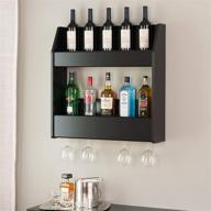 🍷 black 2-tier floating wine and liquor rack by prepac логотип