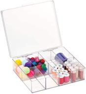 📐 mdesign craft & sewing storage cosmetic organizer box with hinged lid - clear, 8 divided sections - holds craft, sewing, art supplies logo