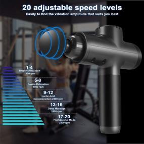 img 2 attached to 💆Массажер Dinzor Deep Tissue: Мощный портативный для восстановления послетренировочной работы спортсменов - 20 скоростей, 6 насадок, длительное время работы от батареи