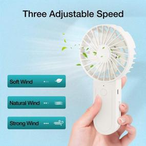 img 2 attached to 💨 Portable Mini Handheld Fan with Hook: Rechargeable, Quiet and Natural Wind Mode - Ideal for Home and Office Use