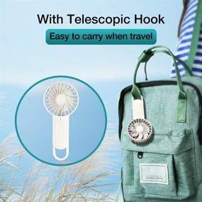 img 3 attached to 💨 Portable Mini Handheld Fan with Hook: Rechargeable, Quiet and Natural Wind Mode - Ideal for Home and Office Use