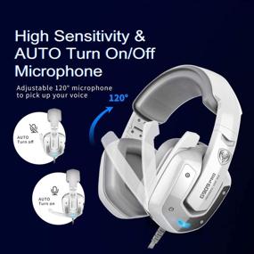 img 1 attached to 🎧 SOMIC G909PRO Gaming Headset: Immerse in 7.1 Virtual Surround Sound, Over-Ear Bass Headphone with Mic, Volume Control, LED [White]- Ideal for PS4 and PC