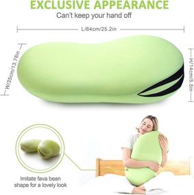 img 3 attached to 🥦 HOKIZU Cooling Memory Foam Pillow with Cute Fava Bean Appearance, Soft and Silky Cool Touch Pillowcase, Cervical Pillow for Neck and Shoulder Pain Relief in Green