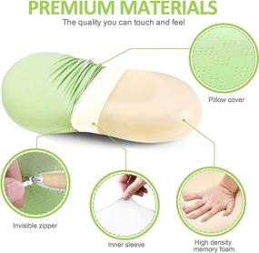 img 2 attached to 🥦 HOKIZU Cooling Memory Foam Pillow with Cute Fava Bean Appearance, Soft and Silky Cool Touch Pillowcase, Cervical Pillow for Neck and Shoulder Pain Relief in Green