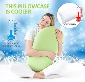 img 1 attached to 🥦 HOKIZU Cooling Memory Foam Pillow with Cute Fava Bean Appearance, Soft and Silky Cool Touch Pillowcase, Cervical Pillow for Neck and Shoulder Pain Relief in Green