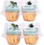 🧁 double cupcake container: stackable, clear 2 compartment carrier box - ideal for cupcakes, birthdays, and parties (pack of 10) логотип