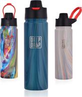 🥤 stainless steel vacuum insulated sports water bottle - wide mouth flask with arthritis friendly cap, leak proof straw lid, sturdy 22oz/650ml capacity, wide handle (laguna) logo