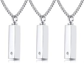 img 4 attached to VNOX Customizable Rectangle Cube Cremation Urn Necklace for Ashes - Pendant Holder Keepsake Jewelry