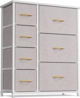 🗄️ cubiker 7-drawer dresser organizer - furniture storage tower for bedroom, hallway, entryway, closets - sturdy steel frame, wood top - light grey логотип