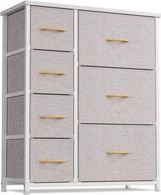 img 4 attached to 🗄️ Cubiker 7-Drawer Dresser Organizer - Furniture Storage Tower for Bedroom, Hallway, Entryway, Closets - Sturdy Steel Frame, Wood Top - Light Grey