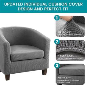 img 3 attached to 🪑 Gray Club Chair Slipcover Set – Stretchable 2-Piece Armchair Cover with Cushion Cover, Spandex Jacquard Tub Chair Slipcover – Furniture Protector for Living Room Couch (Includes 2pcs)