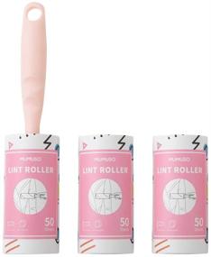 img 4 attached to 🐾 Pet Hair Lint Rollers: Extra Sticky & Portable - 150 Sheets/3 Refills, Upgraded Handle, Pink