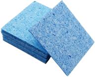 bcqli 10-pack soldering iron high temperature sponge with holes (60mm x 60mm x 10mm) - blue logo