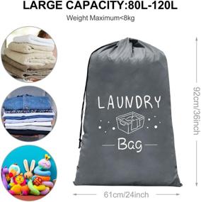 img 3 attached to 🧺 PASHOP 2 Pack Extra Large Travel Laundry Bags: Heavy Duty Camp Laundry Bags for Machine Washable Dirty Clothes - Rip-Stop Organizer Bags with Drawstring Closure