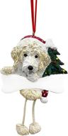 🐶 dazzling labradoodle ornament: exquisite 'dangling legs' design, hand-painted & customizable for christmas logo