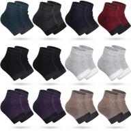 🧦 12 pairs open toe moisturizing socks for women girls - gel heel repair socks for dry hard cracked feet - foot toeless crack relief socks, 8 bright colors logo