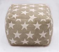 beige hand-woven printed kids rectangular pouf – ottoman – footrest | bean bag/floor chair | small furniture for living room, bedroom, nursery (16"x16"x12") logo