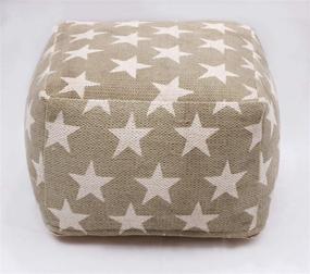 img 4 attached to Beige Hand-Woven Printed Kids Rectangular Pouf – Ottoman – Footrest | Bean Bag/Floor Chair | Small Furniture for Living Room, Bedroom, Nursery (16"x16"x12")