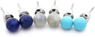 💎 chakra gemstone resin earrings set - 925 sterling silver tragus ball studs, hypoallergenic, dainty & cute jewelry for women, men, and girls logo