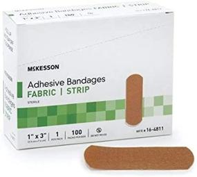 img 2 attached to 🩹 Mckesson 1 X 3 Inch Fabric Rectangle Tan Sterile Adhesive Strip - 100/Box - MCK