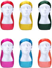 img 2 attached to 👒 Silky Durag Caps: 12-Piece Set of Soft, Long Tail Headscarves with Elastic Wide Straps - Ideal Headwraps for Women and Men - Available in 12 Vibrant Colors