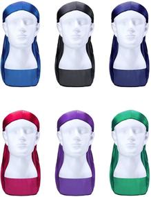 img 3 attached to 👒 Silky Durag Caps: 12-Piece Set of Soft, Long Tail Headscarves with Elastic Wide Straps - Ideal Headwraps for Women and Men - Available in 12 Vibrant Colors