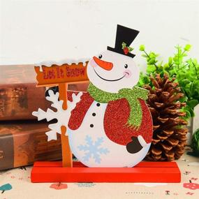 img 1 attached to DIYSELF Gift Boutique: 3 Festive Christmas Table Decorations - Snowman, Santa, Reindeer | Merry Christmas & Happy Holidays Centerpiece for Dinner Party or Coffee Table