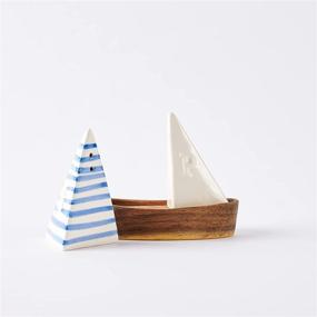 img 2 attached to ⛵ Dark Blue Mud Pie Sailboat Salt and Pepper Shaker