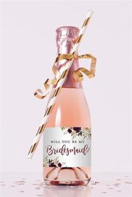 img 3 attached to 🍾 Burgundy Floral Bridesmaid Proposal Mini Champagne Bottle Labels: Set of 12 - Unique, Elegant & Customizable Gift