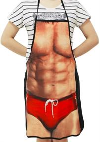img 3 attached to 👙 Фартукы для кухни HAKSEN: Веселые и функциональные фартуки для поваров для женщин и мужчин, включая забавный дизайн красных плавательных шорт
