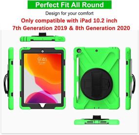 img 3 attached to 📱 TSQ iPad 10.2 Inch Case for Kids Boys - 9th/8th/7th Generation 2021 2020 2019 - Shockproof Rugged Cover with Pencil Holder - Stand, Hand Strap, Shoulder Strap - Green