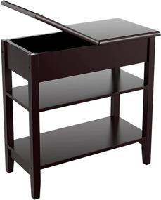 img 4 attached to Magshion 3-Tier Dark Brown End Table with Flip Top Storage Shelves - Rectangle Nightstand, Side Table Accent Table, Wood Sofa End Table for Narrow Space (1)