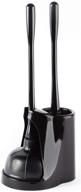 🚽 klickpick home plastic toilet bowl brush cleaner and plunger combo set kit: bathroom cleaning and organization with storage caddy – black, covered lid brush included logo